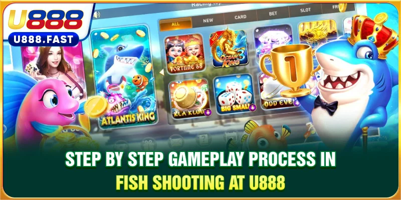 Step-by-step gameplay process in Fish Shooting at U888